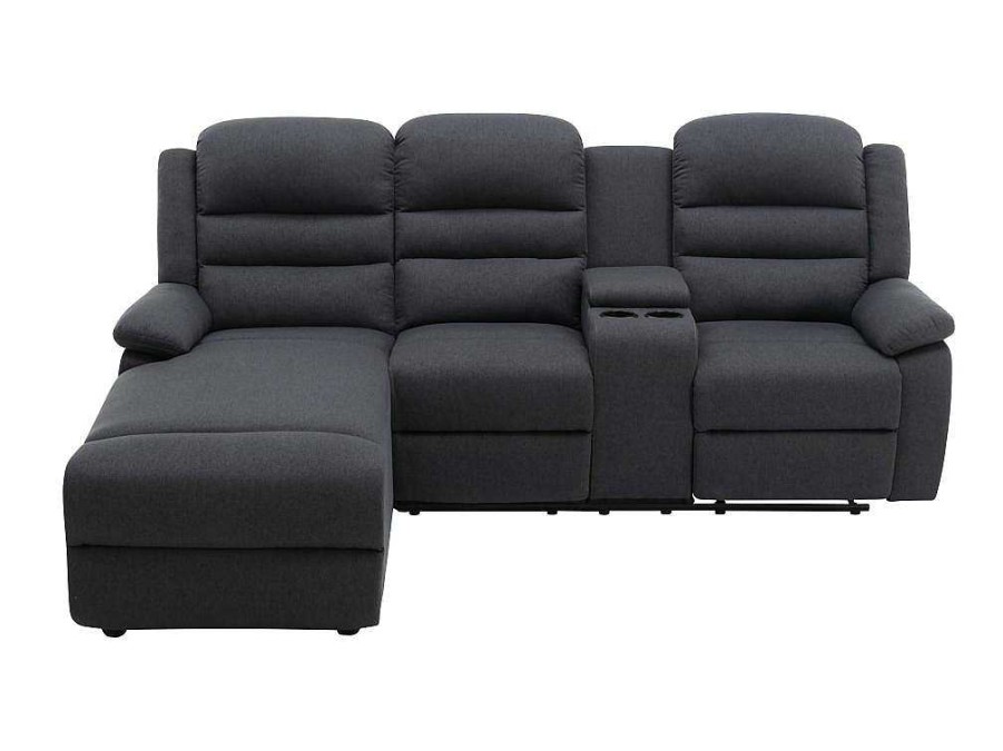 Sofa De Relaxamento Manual | Vente-unique Sofa De Canto Esquerdo Articulado Em Tecido Antracite - Macedonia