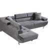 Sofa De Canto | Saldosystocks Sofa De Canto Chaise Longue Executive Cinza 262X190Cm Vista Frontal Lado Esquerdo