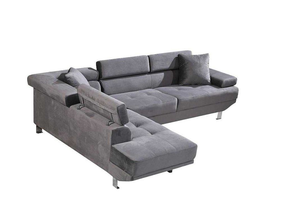 Sofa De Canto | Saldosystocks Sofa De Canto Chaise Longue Executive Cinza 262X190Cm Vista Frontal Lado Esquerdo