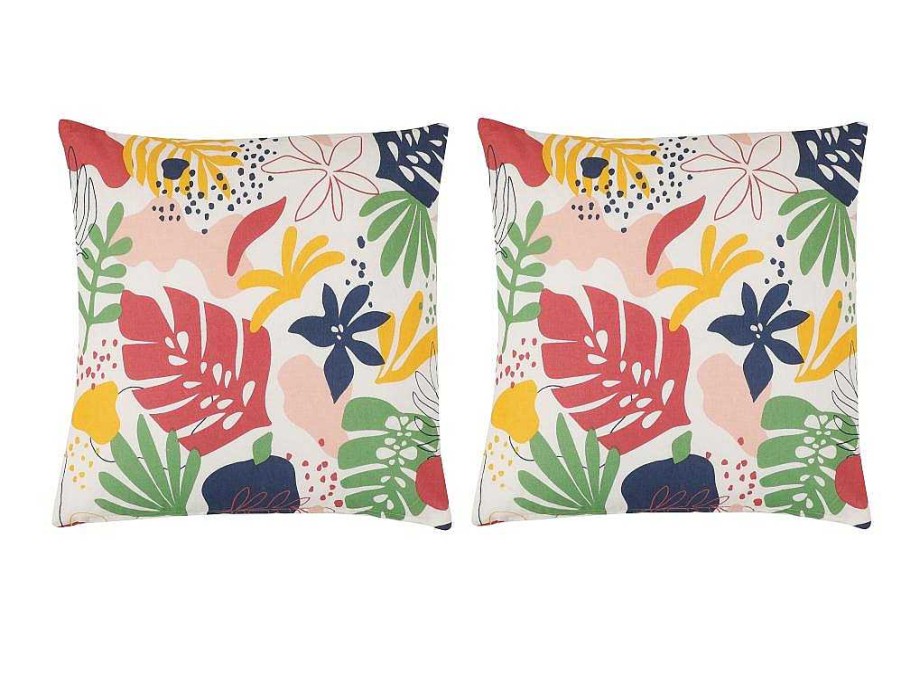 Decoracao De Jardim | OZAIA Conjunto De 2 Almofadas Floridas Em Algodao 45 X 45 Cm Multicolor - Bariola