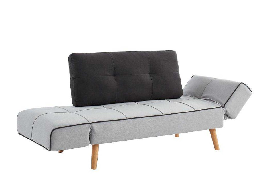 Sofa Cama Clic-Clac E Dobravel | Vente-unique Sofa Cama Clic Clac Em Tecido Cor Cinza Claro E Antracite - Ebaty Ii