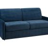 Sofa Cama De Abertura Rapida | Vente-unique Sofa-Cama De 3 Lugares Com Abertura Expresso De Veludo Azul Meia-Noite - Cama De 140 Cm E Colchao De 14 Cm - Calife