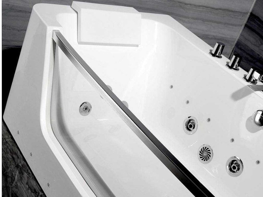 Banheira De Hidromassagem | Shower & Design Banheira De Hidromassagem De Vidro Com Leds Dyona - 1 Pessoa - 260L - 170X85X58 Cm - Branco