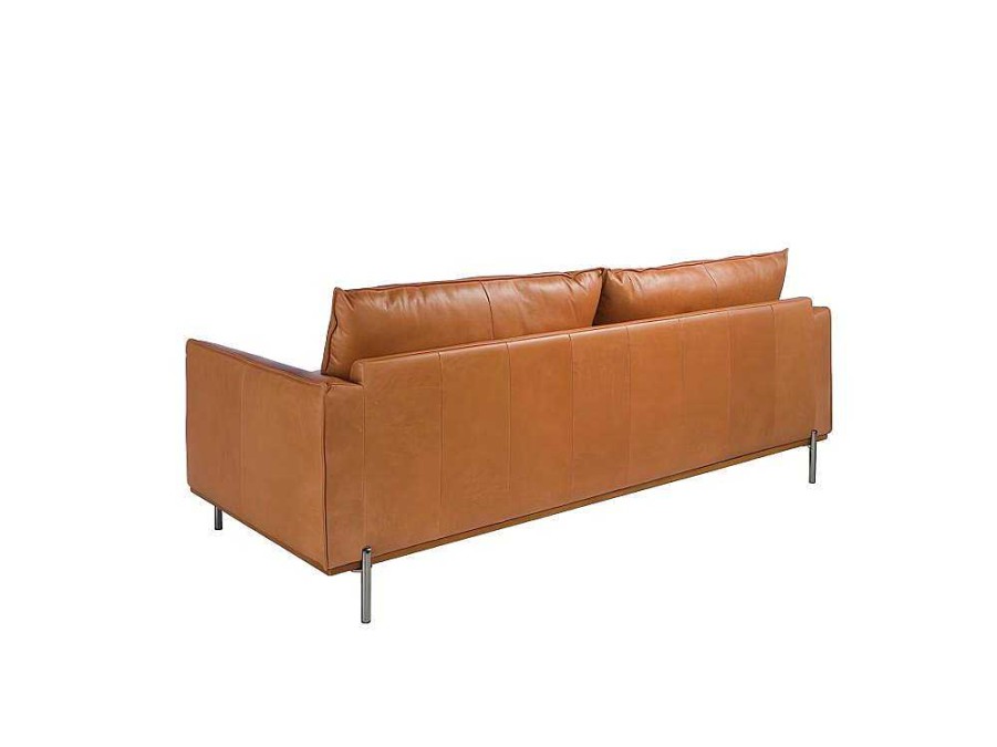 Sofa De 2 Ou 3 Lugares | Angel Cerda Sofa De 3 Assentos Sentados Em Pele De Vaca Castanha De Bufalo 6130