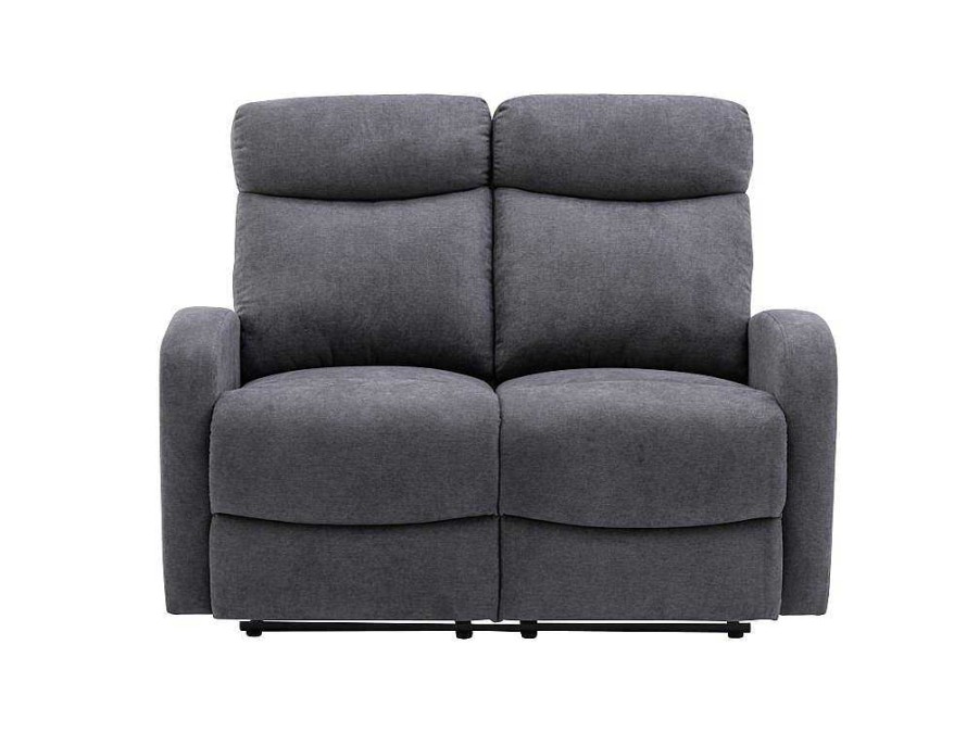 Sofa De Relaxamento Manual | Vente-unique Sofa De 2 Lugares Articulado Em Tecido Cinza - Evelyn