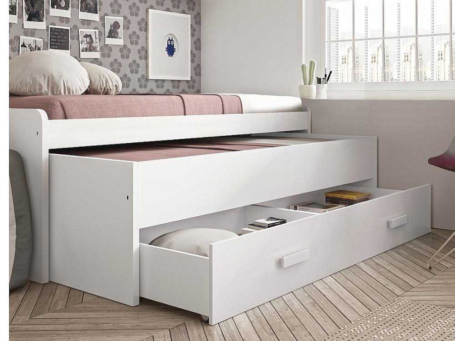 Cama Dupla | Venprodin Cama Compacta - 90 Cm 73X201X100Cm - Branca