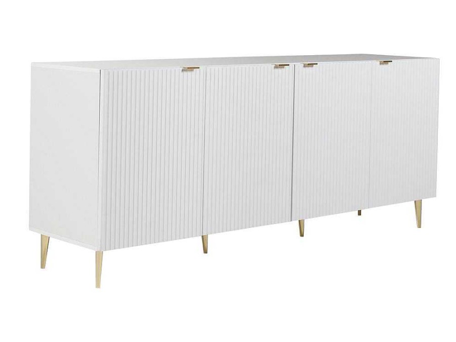 Aparador | Vente-unique Aparador Com 4 Portas Em Mdf E Aco Branco E Dourado - Yesinia