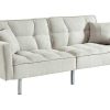 Sofa Cama Clic-Clac E Dobravel | Vente-unique Sofa De 3 Lugares Convertivel Clic-Clac Em Tecido Miney - Cinza-Claro