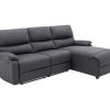 Sofa De Relaxamento Eletrico | Vente-unique Sofa De Canto Articulado Eletrico Em Tecido Cor Antracite De Canto Direito - Lunano