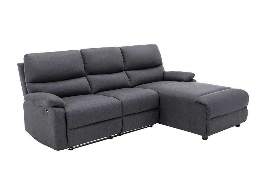 Sofa De Relaxamento Eletrico | Vente-unique Sofa De Canto Articulado Eletrico Em Tecido Cor Antracite De Canto Direito - Lunano