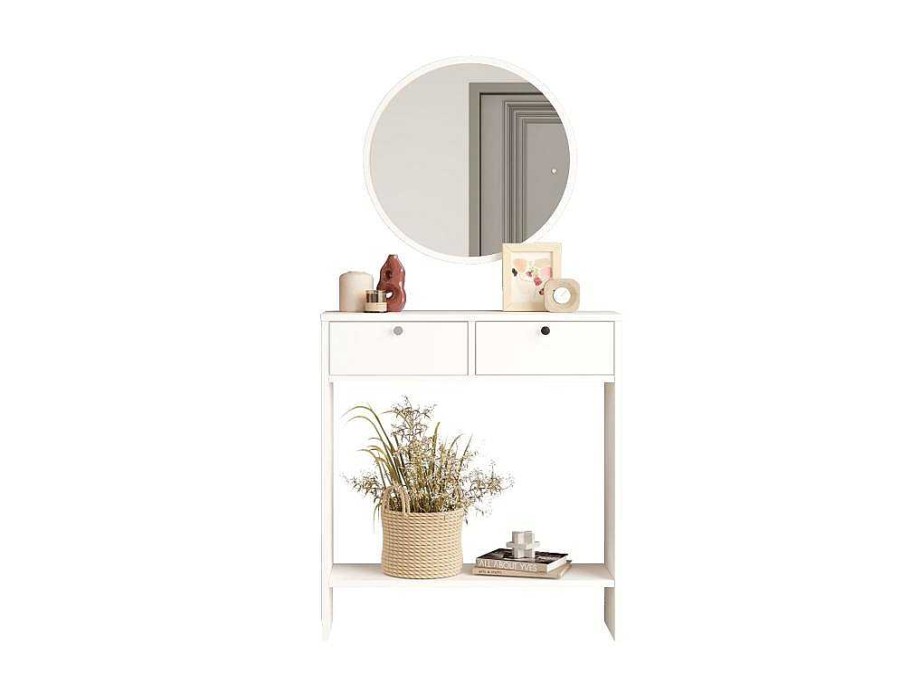 Comoda | Venprodin Comoda Larris Com Espelho, 2 Gavetas - Venprodin - 24 Cm Branco