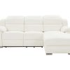 Promocoes Sofas & Poltronas | Vente-unique Sofa De Canto Direito Articulado Eletrico Pele Branco - Arena Iii