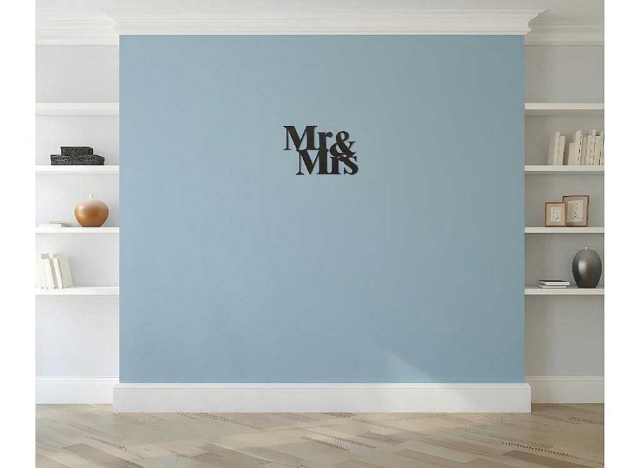 Placa De Parede Decorativa | EPIKASA Decoracao Metalica Mr And Mrs, Preto, 50X1,5X35 Cm, Epikasa