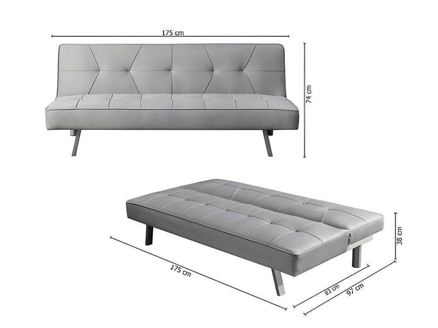 Sofa De 2 Ou 3 Lugares | Saldosystocks Sofa Cama 2 Lugares De Veludo Clic Clac 175X74Cm Preto