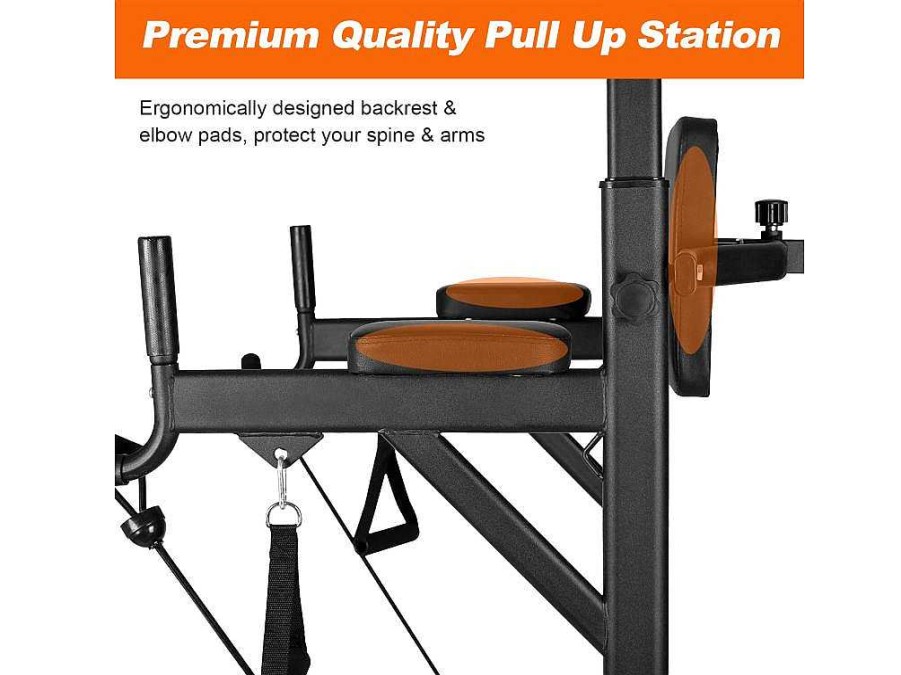 Fitness | Vente-unique Barra Multifuncoes Power Tower Dip Station Pull Up Bar Com Altura Ajustavel