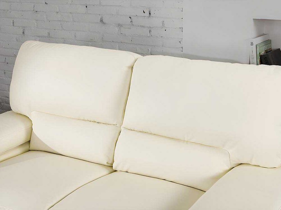 Conjunto De Sofa | Vente-unique Sofa De 3+2 Lugares Em Pele De Bufalo Cor Marfim - Mimas Ii