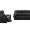 Conjunto De Sofa | Vente-unique Sofa De 3+2 Lugares Relax Em Pele De Bufalo Preto - Pakita