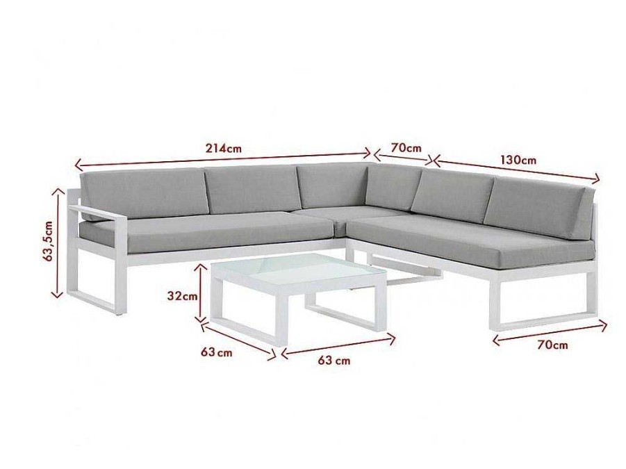 Conjunto Relax De Jardim | MYLIA Conjunto De Jardim Em Aluminio: Mesa De Centro E Sofa De Canto Levadico, 6 Lugares Cinzento - Palaos Ii