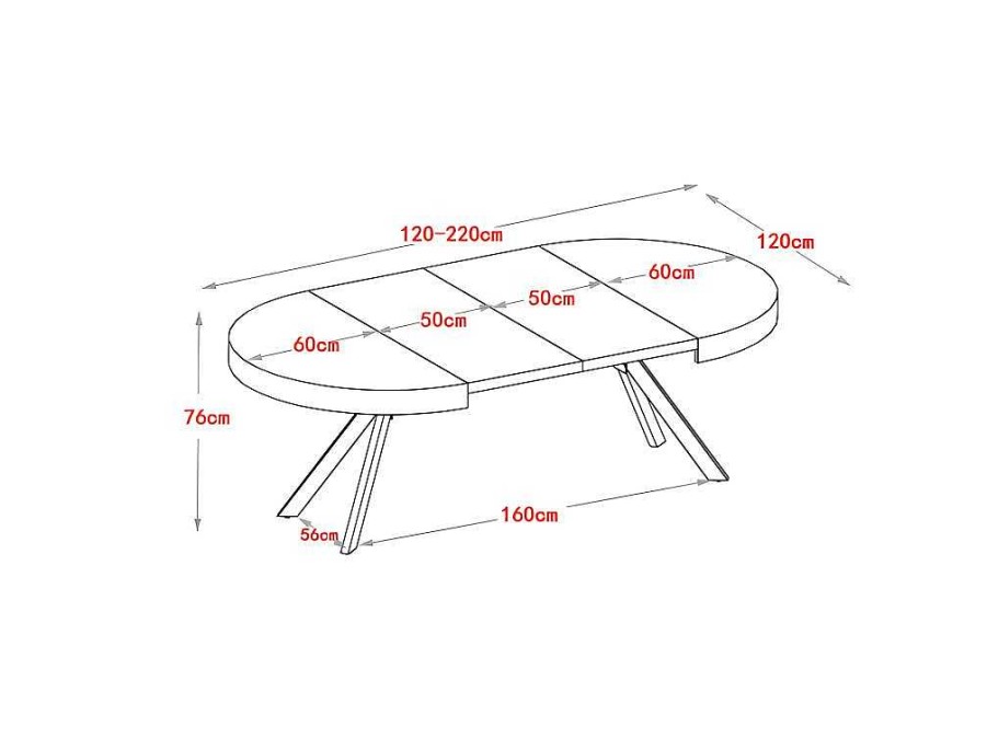 Mesa De Jantar | Vente-unique Mesa De Jantar Extensivel De 4 A 8 Lugares Em Mdf E Aco Lacado A Branco E Preto - Komoni