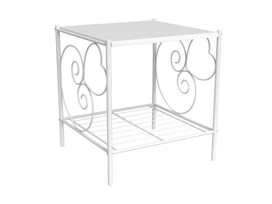 Mesa De Cabeceira | Vente-unique Cabeceira Vivian 1 Mesinha - Metal - Branco