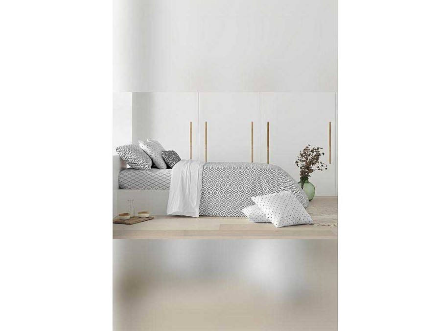 Roupa De Cama | Purline Housse De Couette 100% Coton 1 Piece Gris A Motifs Blancs 260X240