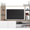Movel De Tv | Vente-unique Movel De Tv Com Espacos De Arrumacao, Natural E Branco - Gorbella