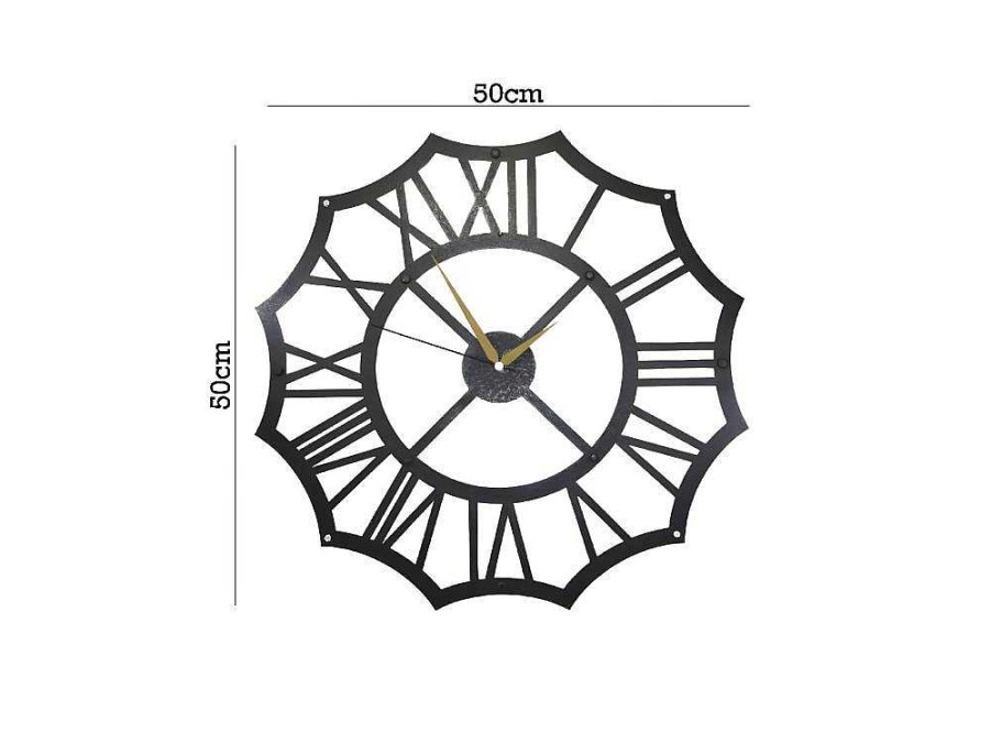 Relogio De Parede | EPIKASA Relogio Romeinse Cijfers, Preto, 50X1,5X50 Cm, Epikasa