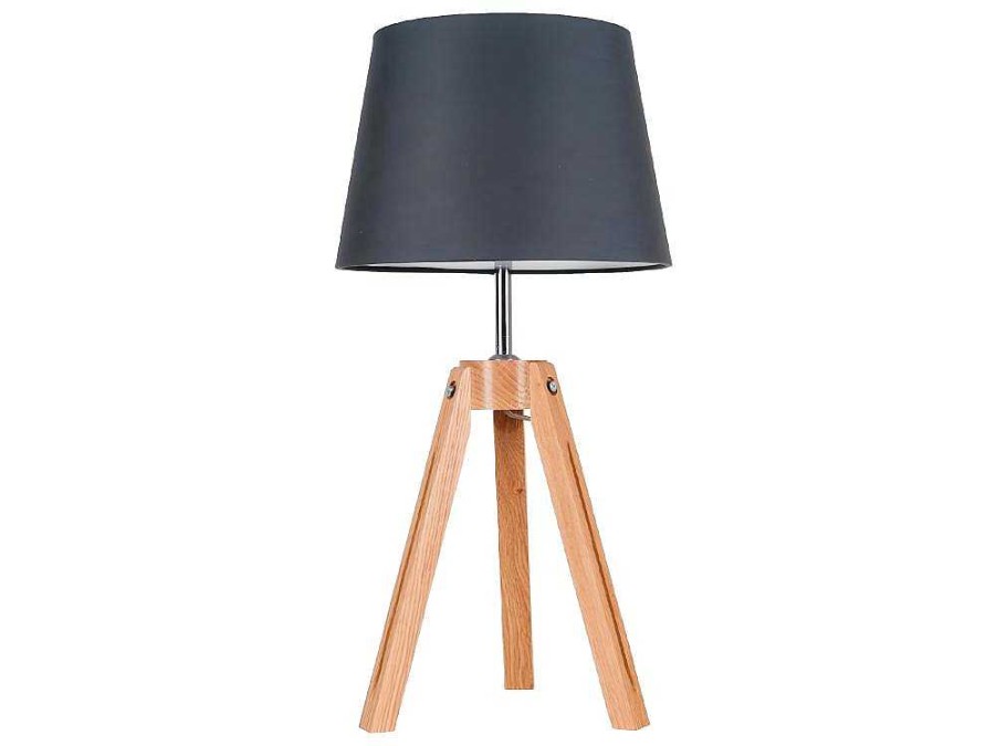 Promocoes Decoracao | EPIKASA Lampada De Mesa Tripod, Carvalho, Antracite, 30X30X55,5 Cm, Epikasa