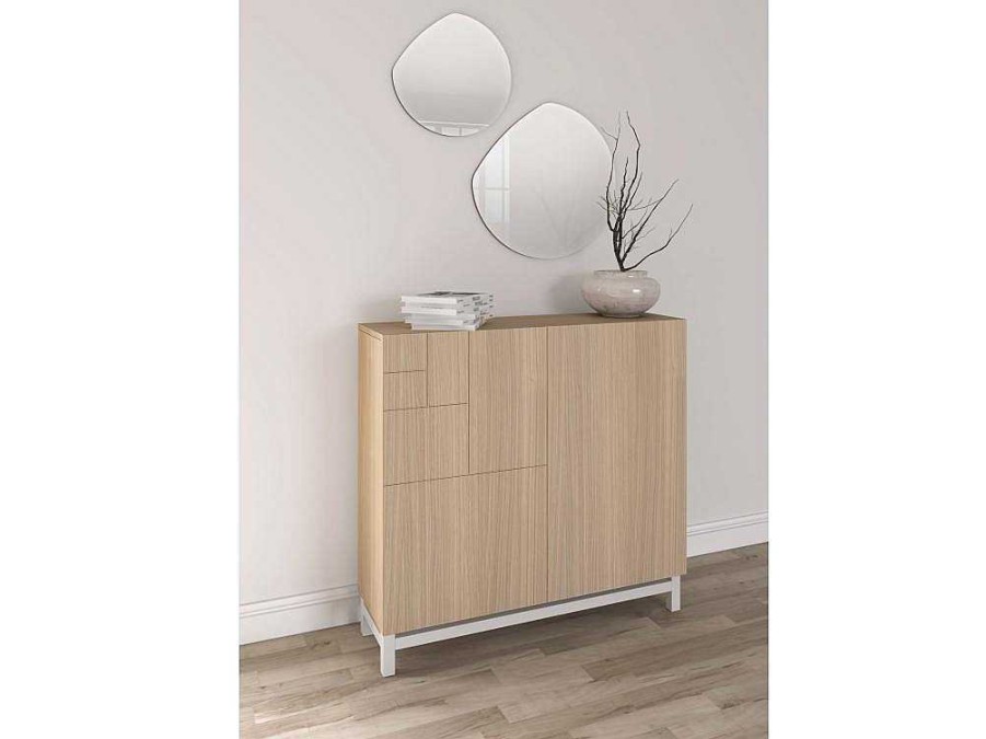 Sapateira | Herdasa Sapateiro/Movel Organizacao - H90Cm X L90Cm X P27Cm Nogueira Clara Pernas Branco - Copenhague