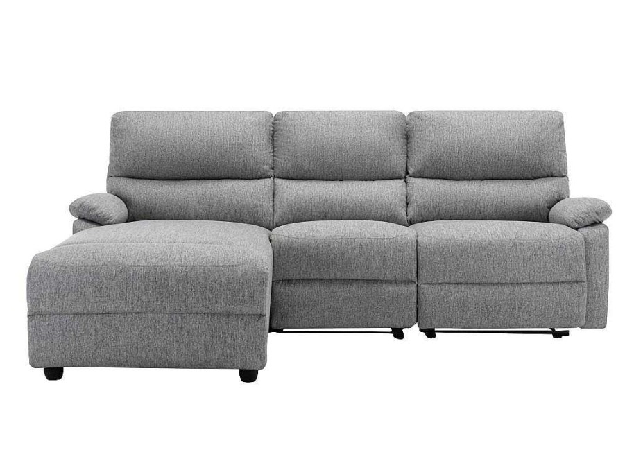 Sofa De Relaxamento Eletrico | Vente-unique Sofa De Canto Articulado Eletrico Em Tecido Cor Cinza-Claro De Canto Esquerdo - Lunano