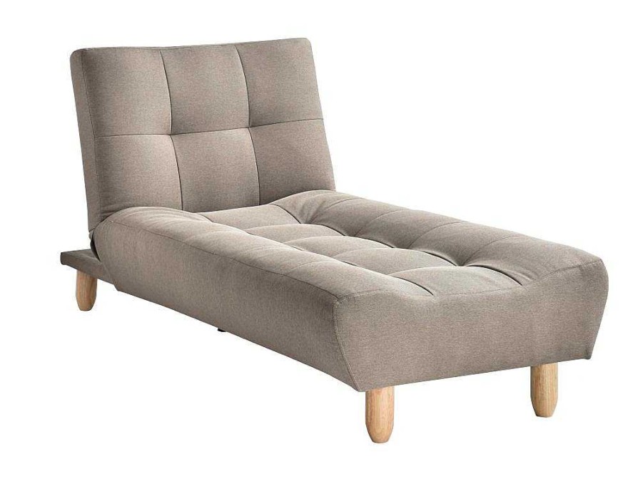 Chaise Longue | Vente-unique Chaise-Longue Clic-Clac Tecido Taupe - Esteban