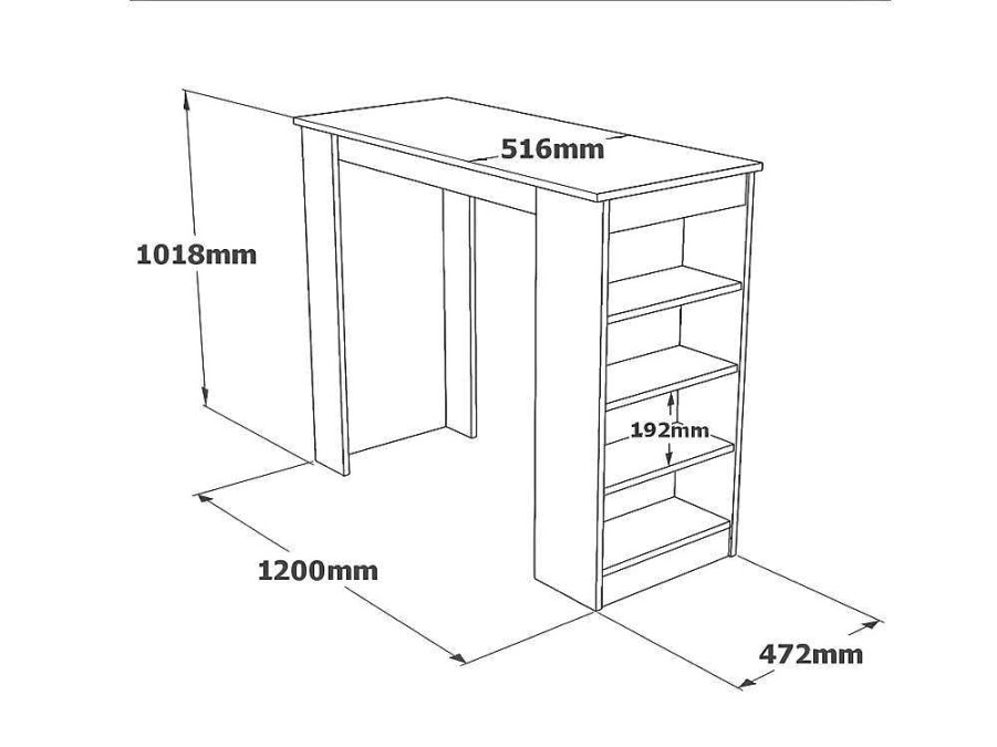 Mesa De Apoio | Venprodin Mesa Alta Estilo Yurupa - Venprodin - Pinho 120 Cm - Branco