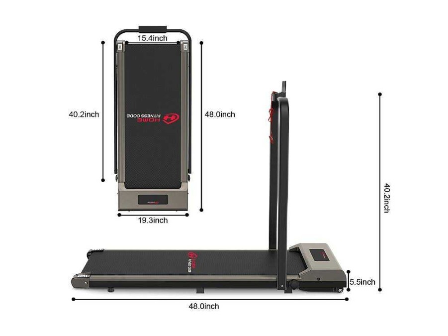 Fitness | Vente-unique 2 Em 1 Esteira Dobravel Eletrica Com Quadro Reforcado Com Tela Lcd Para O Escritorio Em Casa