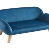 Acessorios Para Animais De Estimacao | Vente-unique Sofa Para Animais Em Veludo E Pes Em Madeira C.72 X L.44 Cm Azul - Zolia