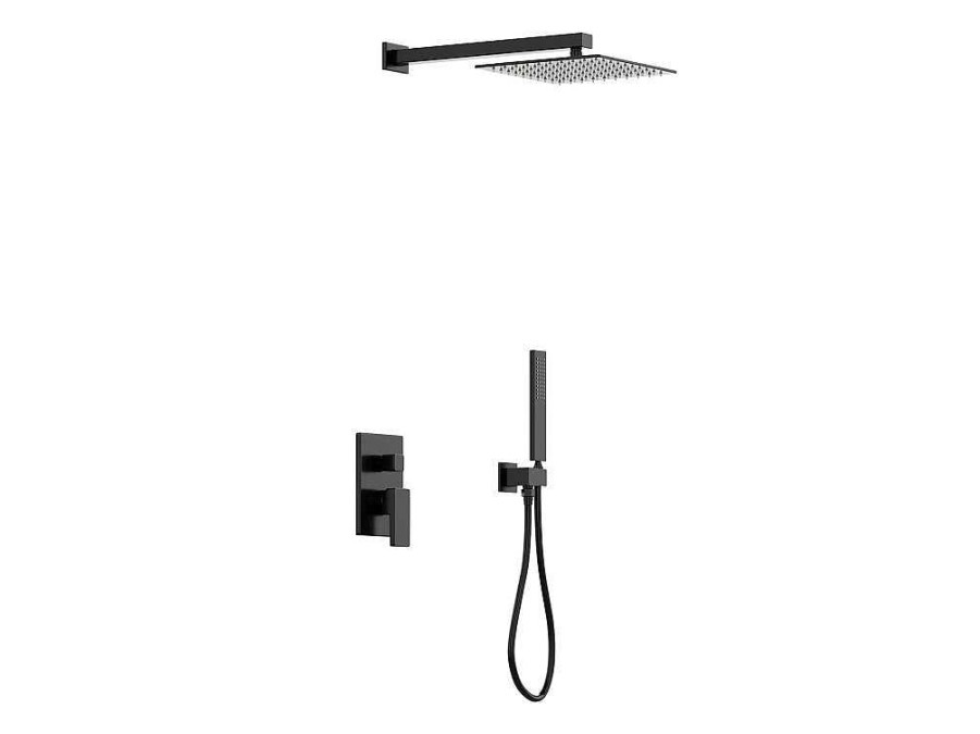 Coluna De Duche | Shower & Design Conjunto De Duche Encastravel Com Torneira Misturadora Mecanica Preto Mate - Tocantis