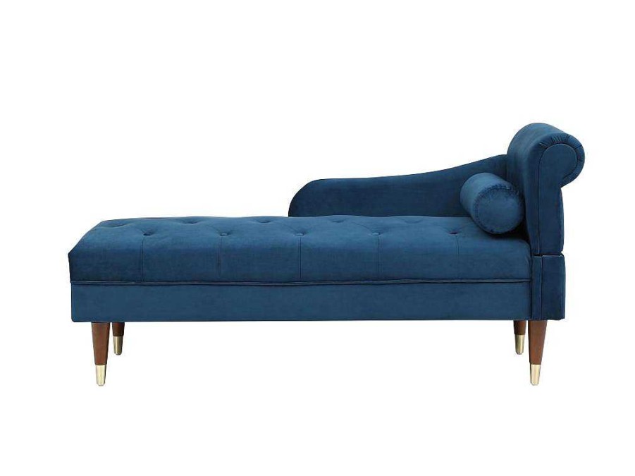 Chaise Longue | Vente-unique Chaise-Longue Esquerda Em Veludo Azul-Esverdeado - Umari