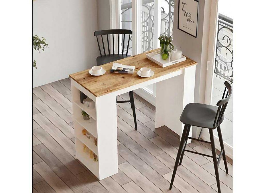 Mesa De Apoio | Venprodin Mesa Alta Estilo Yurupa - Venprodin - Pinho 120 Cm - Branco