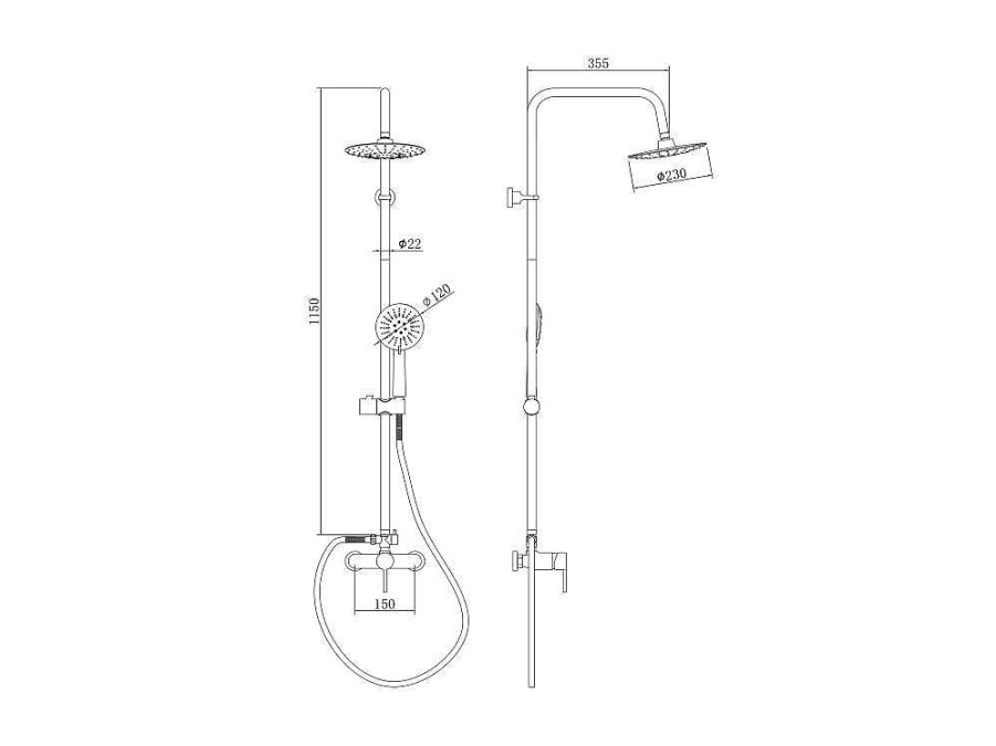 Promocoes Casa De Banho & Bem-Estar | Shower & Design Coluna De Duche Aita Em Aco Inoxidavel Preto Mate - 127 Cm