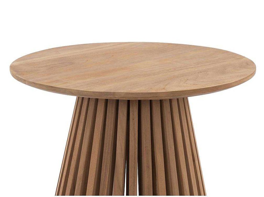 Mesa De Centro | MYLIA Mesa De Apoio De Jardim Em Teca D. 50 Cm Natural Claro - Triani