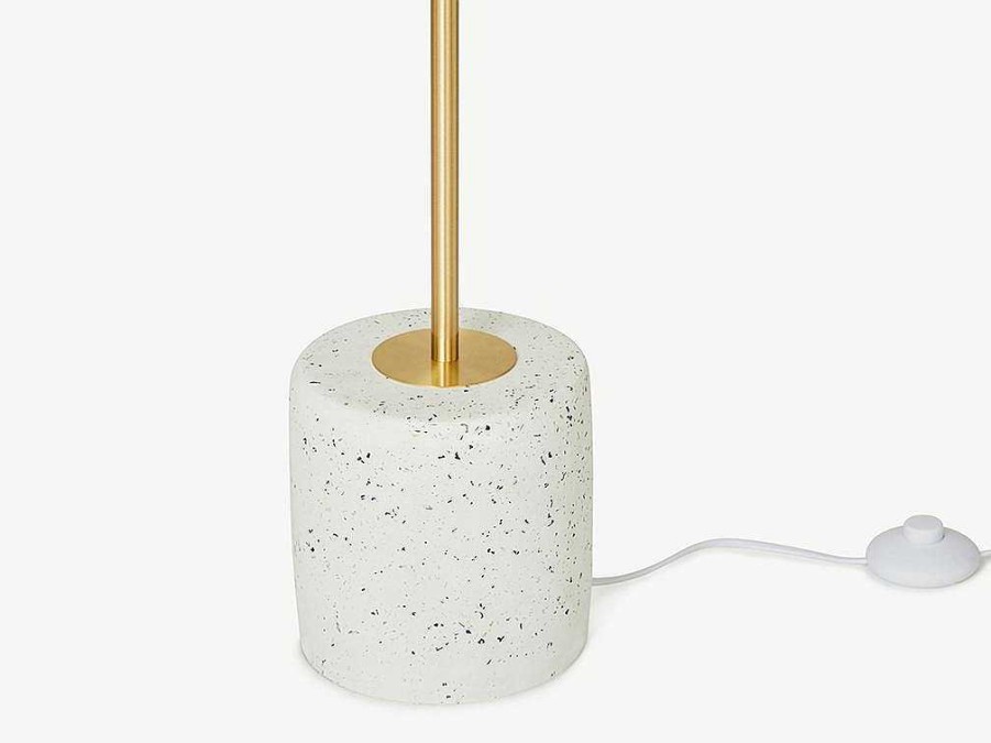 Candeeiro De Pe | OZAIA Candeeiro Estilo Vintage Orea - Base Em Terrazzo - 33X15X146 Cm - Branco E Dourado