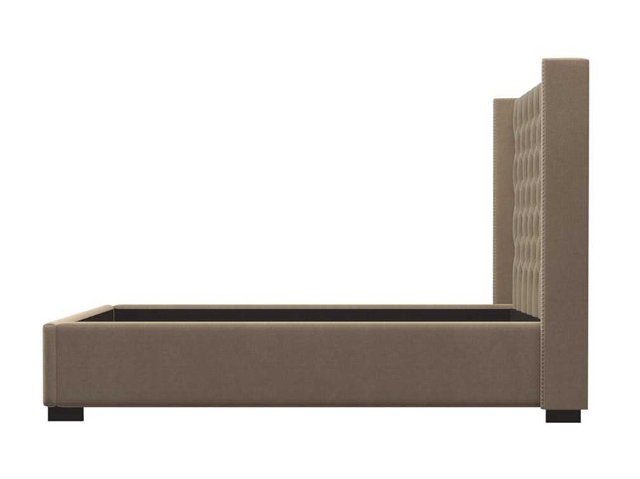 Cama De Adulto | Vente-unique Cama Massimo Cabeceira De Cama Em Capitone- 160X200Cm- Tecido Bege