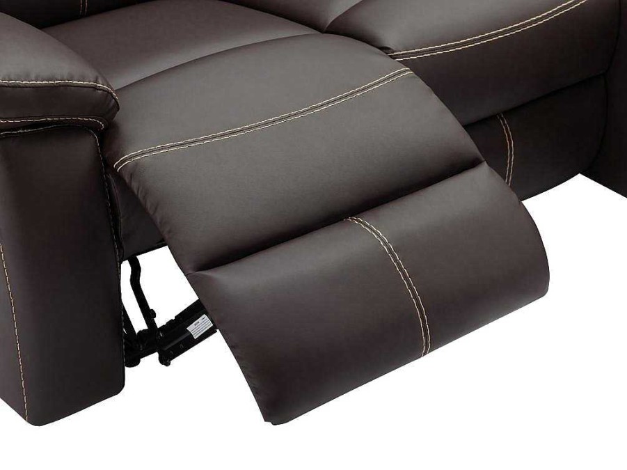 Sofa De Relaxamento Manual | Vente-unique Sofa De Canto Direito Articulado Pele Sintetica Castanho - Canby