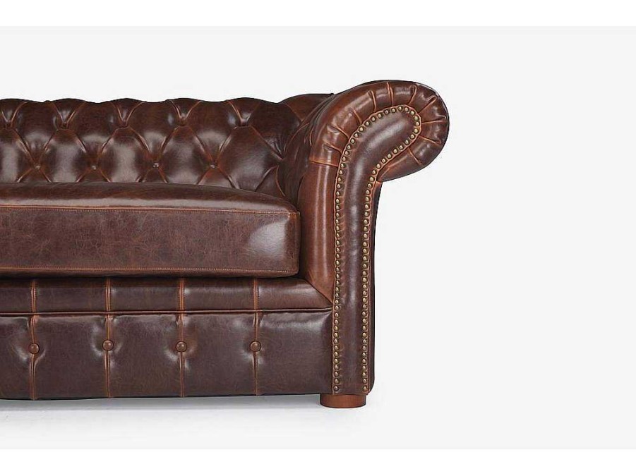 Promocoes Sofas & Poltronas | Vente-unique Sofa De 3 Lugares 100% Pele Envelhecida Castanho Estilo Chesterfield - Clotaire