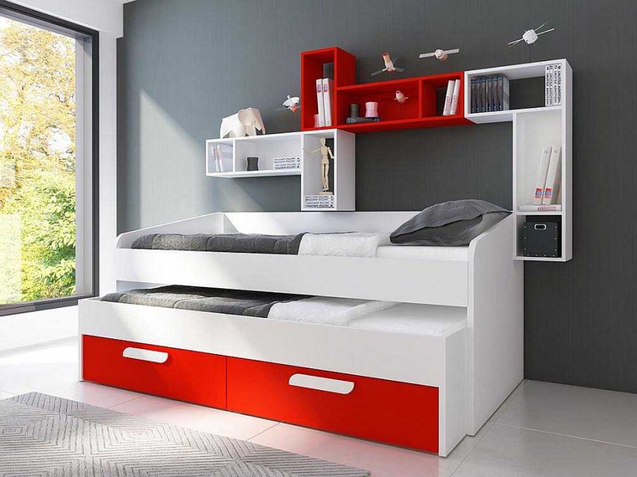 Cama Dupla | Vente-unique Cama Dupla Adams (190 90 Cm)(Vermelho)