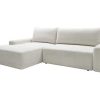 Sofa De Canto | Vente-unique Sofa De Canto Esquerdo Convertivel Em Tecido Texturizado Creme - Daviso