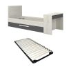 Cama Dupla | Vente-unique Cama Dupla 2X90X200 Cm, Com Secretaria Cor Natural E Antracite + Sommier - Vouani