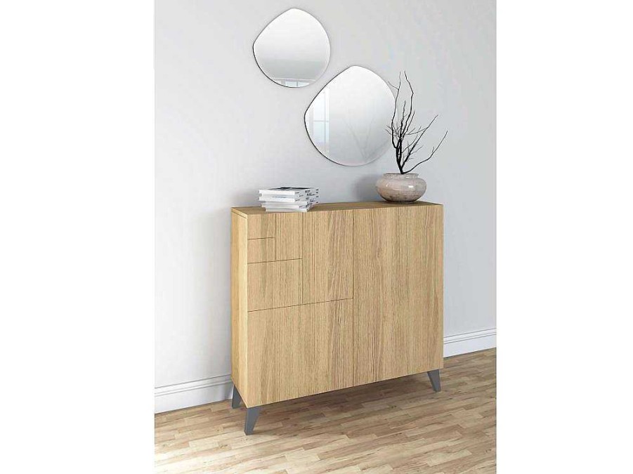 Sapateira | Herdasa Sapateiro/Movel Organizacao - H87Cm X L90Cm X P27Cm Chene Dore Pernas Cinza Bergen