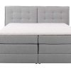 Cama Boxspring, Cama Continental | Palacio Conjunto Boxspring Cabeceira De Cama + Sommiers Com Arrumacao + Colchao + Sobrecolchao, 180 X 200 Cm, Tecido Cinzento-Claro - Perama Da Palacio