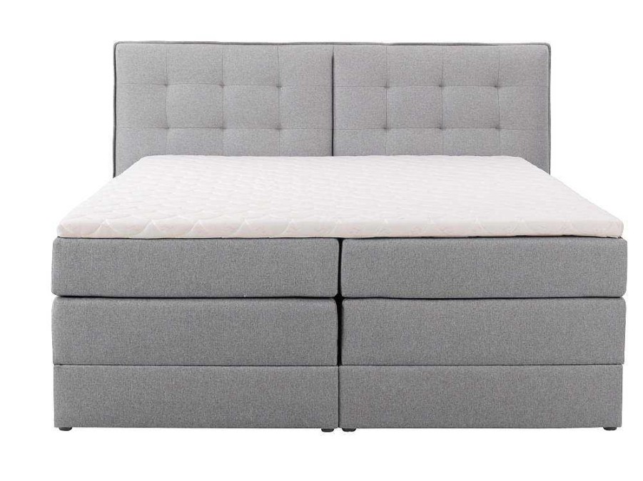 Cama Boxspring, Cama Continental | Palacio Conjunto Boxspring Cabeceira De Cama + Sommiers Com Arrumacao + Colchao + Sobrecolchao, 180 X 200 Cm, Tecido Cinzento-Claro - Perama Da Palacio