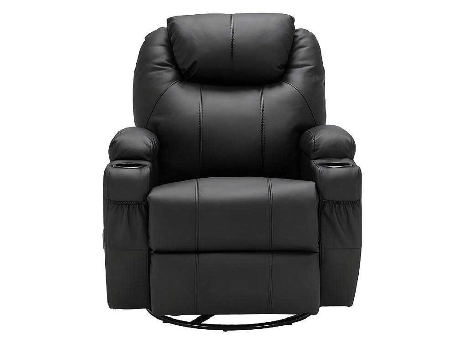 Promocoes Sofas & Poltronas | Vente-unique Poltrona De Massagens Em Pele Sintetica Cor Preto - Silvano